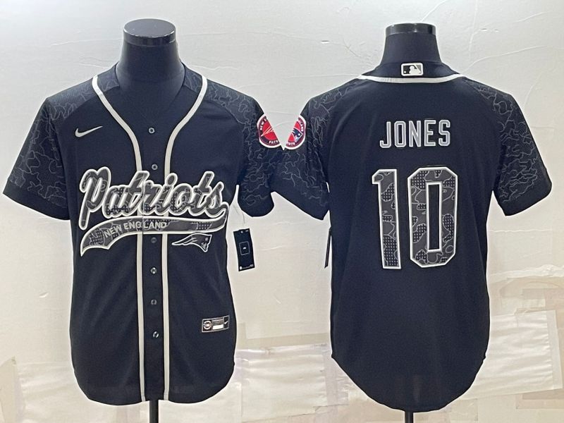 Men New England Patriots 10 Jones Black Reflector 2022 Nike Co branded NFL Jerseys